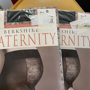 2 PAIRS of MATERNITY LACE TUMMY PANEL PANTYHOSE